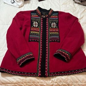 Women's Red Embroidered Jacket